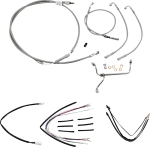 Kit completo de cables y latiguillos de freno de manillar trenzados en acero inoxidable - 18"