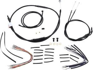 Kit Completo de Cables/Líneas de Manillar de Vinilo Negro para Ape Hangers - 12"