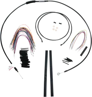 Kit Completo de Cables/Líneas de Manillar de Vinilo Negro para Ape Hangers - 15"