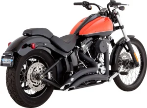 Sistema de escape 2-into-2 Big Radius - negro mate 86-09 Softail <span style="color: red;font-size: 0,5em">- ALMACEN USA-</span>