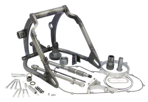 Kit de basculante ancho instalado en chasis Softail Twin Cam