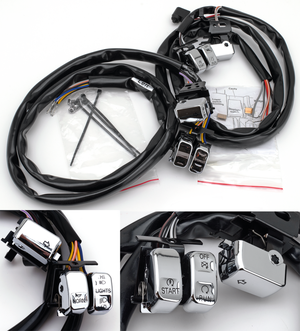 Conmutadores ergonómicos instalados en el manillar de una motocicleta Harley-Davidson