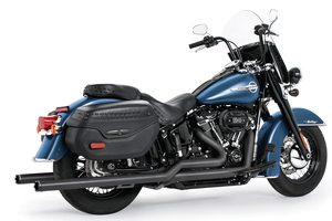 Tubos rectos de escape Freedom Performance Thorcat Blue-Proof instalados en motocicleta