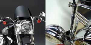 Deflector National Cycle pantalla desmontable rápido instalado en motocicleta