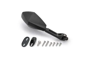 Par de retrovisores con carcasa negra ABS y base en aluminio pulido para motocicleta