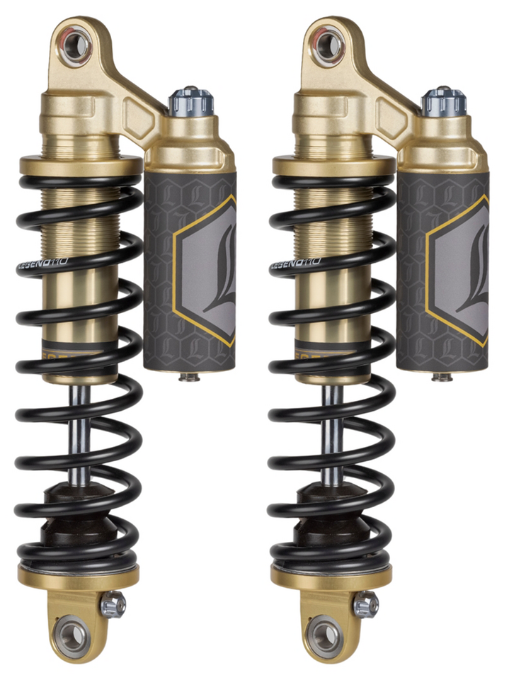 Par de amortiguadores traseros Legend Suspension Revo-Arc Piggyback ajustables
