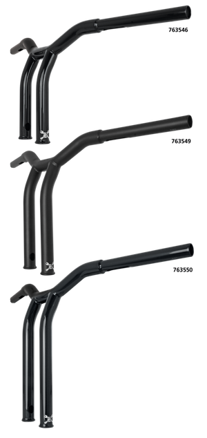 Barra de dirección Fat T-Bars Dominator Burly instalada en motocicleta