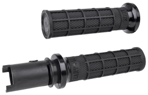Puños deslizantes ODI Hart-Luck Lock-On con textura Full-Waffle en negro