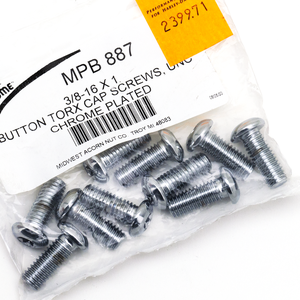 Surtido de tornillos Torx con cabeza botón de acabado cromado
