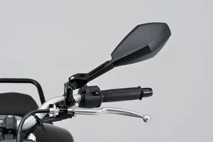 Par de retrovisores con carcasa negra ABS y base de aluminio pulido para motocicleta