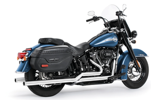 Tubos de escape rectos Freedom Performance Thorcat Blue-Proof instalados en motocicleta