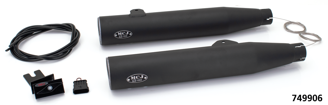 Tubos de escape ajustables MCJ color negro para motocicleta Harley-Davidson Dyna