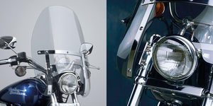 Pantalla de marco estrecho National Cycle instalada en motocicleta Harley-Davidson