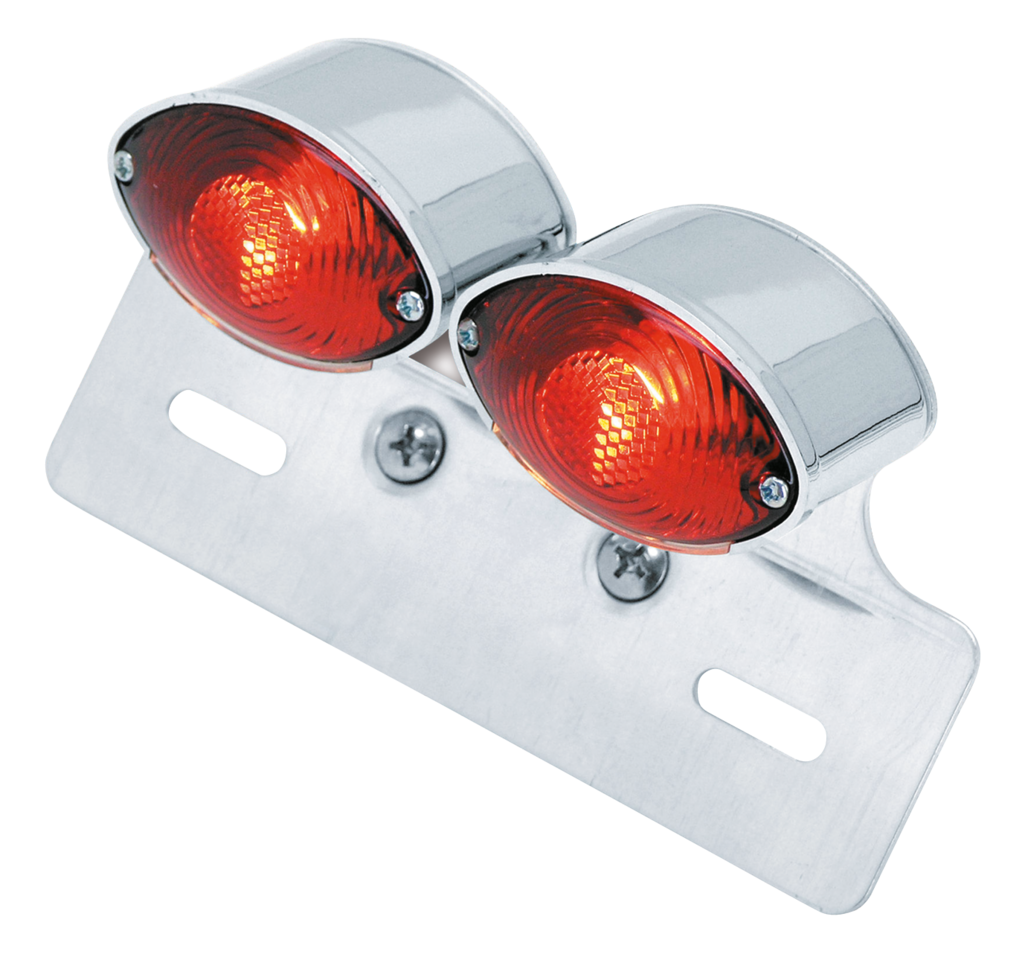 Piloto trasero universal dual mini ojo de gato con soporte de placa metálica