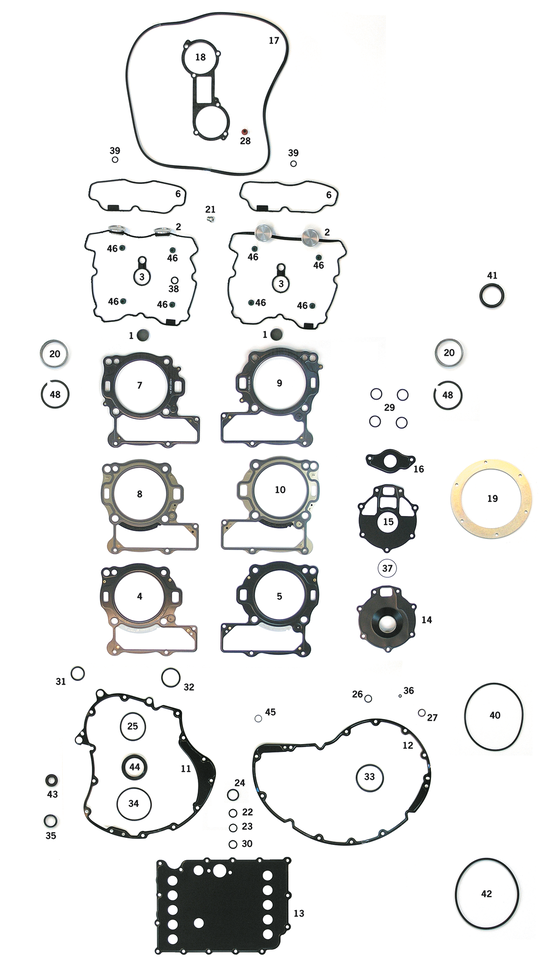 Kit de juntas, retenes y tóricas para motor Harley-Davidson V-Rod