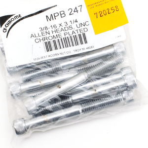Tornillos Allen cromados de grado 8 apilados