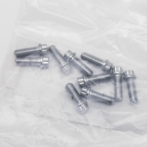 Surtido de tornillos de 12 puntos con acabado cromado brillante