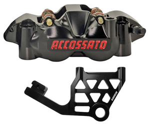 Pinzas de freno radiales Accossato de color negro mecanizadas en CNC