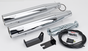 Tubos de escape ajustables MCJ color negro para Harley-Davidson Dyna