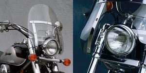 Pantalla de marco estrecho National Cycle instalada en motocicleta Harley-Davidson