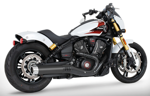 Par de silenciosos slip-ons de 4 pulgadas instalados en Indian Scout