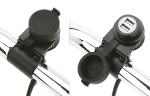 Dispositivo cargador doble USB negro para motocicleta
