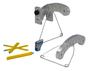 Kit de alineación de horquilla de motocicleta con láser profesional sobre fondo neutro