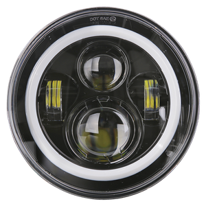 Faro LED redondo Wrangler con halo iluminado de 7 pulgadas para motocicleta