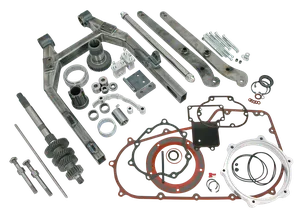 Kit de basculante Wide-Ass instalado en motocicleta Harley-Davidson Dyna