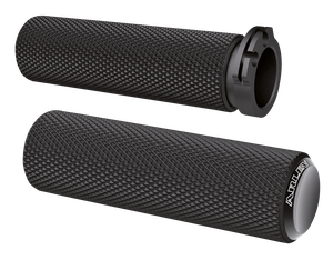 Puños de manillar Arlen Ness Knurled Fusion con textura estriada en negro