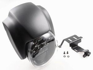 Careta de faro Cult-Werk estilo NRS instalada en Harley Sportster S o Nightster