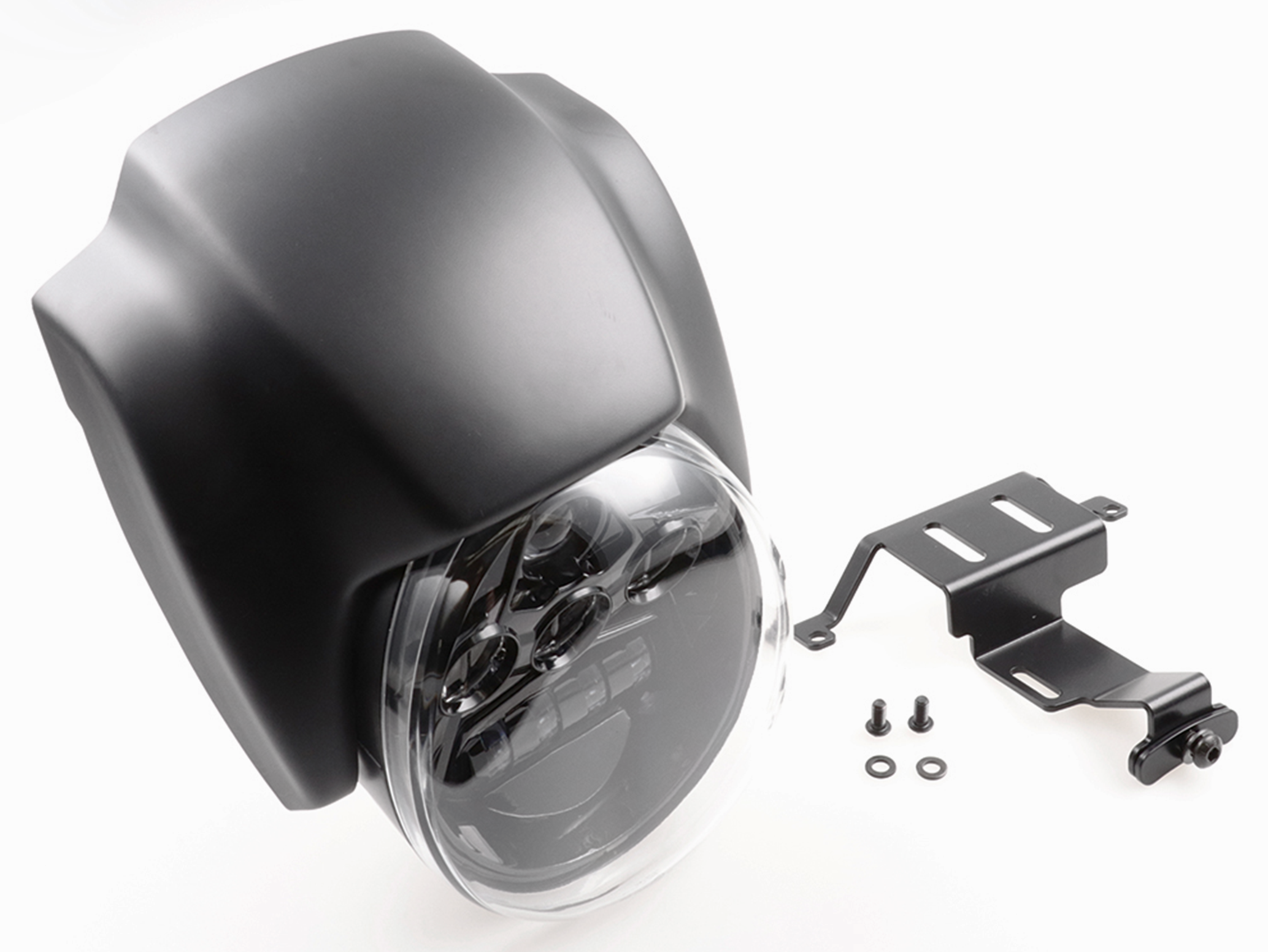 Careta de faro Cult-Werk estilo NRS instalada en Harley Sportster S o Nightster
