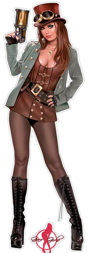 DISEÑOS Y PEGATINAS PARA DEPOSITOS "BIKE TATTOOS" DE LETHAL THREAT - Steam Punk Pin Up 3"x10" — B-stock