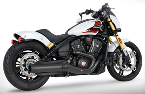 Par de silenciosos slip-on de 4 pulgadas instalados en Indian Scout modelo 2025