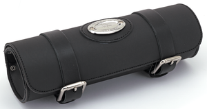Par de bolsas de horquilla negras K-Drive Longride instaladas en horquillas delanteras