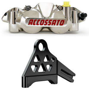 Par de pinzas de freno radiales Accossato color negro con mecanizado CNC