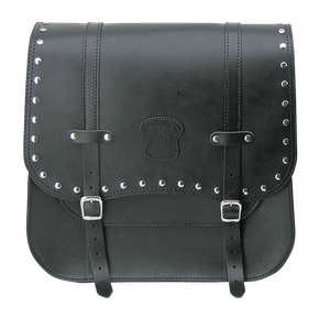 Alforja lateral de cuero negro Texas Leather para motocicleta