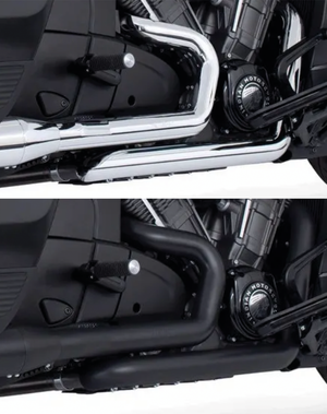 Colectores de escape dobles Freedom Performance instalados en motocicleta Indian