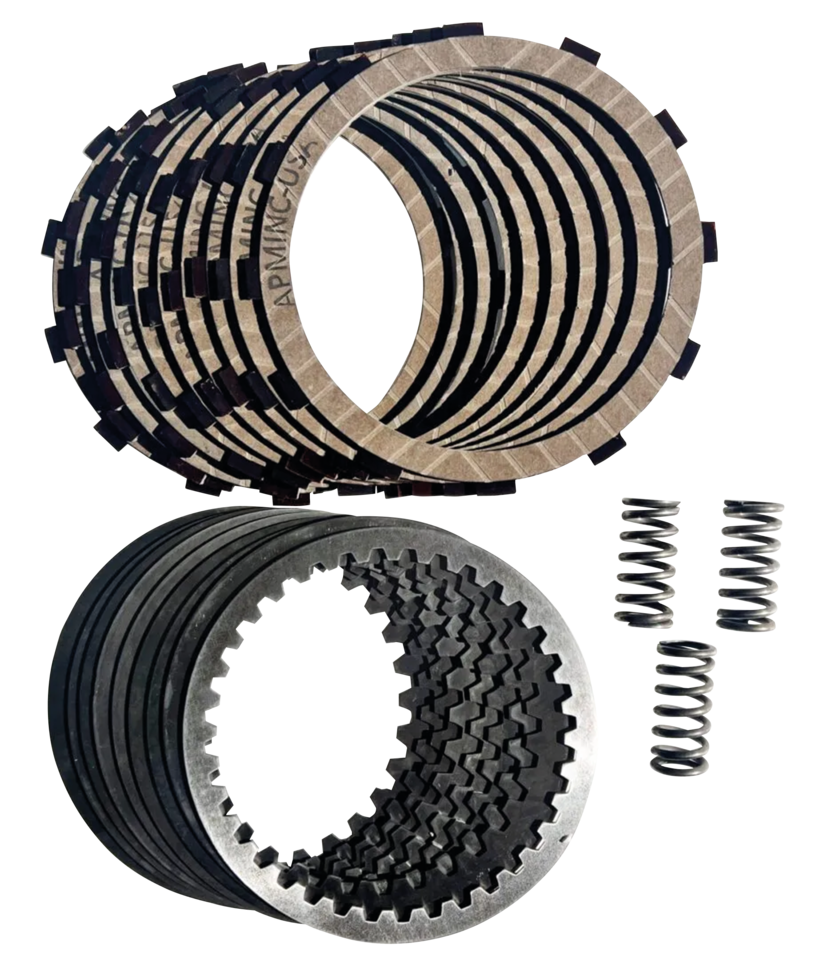 Kit de embrague de kevlar American Prime Mfg. con discos y muelles visibles