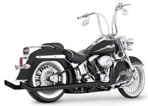 Par de escapes Upsweep True Duals instalados en motocicleta