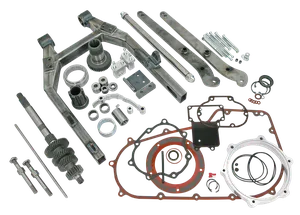 Kit de basculante Wide-Ass instalado en motocicleta Harley-Davidson Dyna