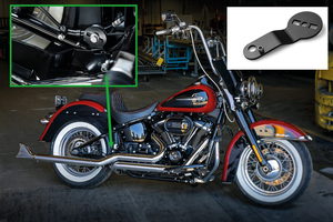 Kit de alforjas desmontables estilo Sport Glide montadas en una motocicleta Harley-Davidson Softail