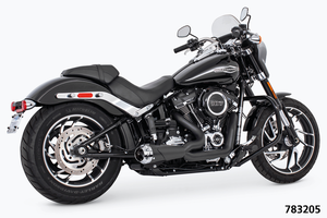 Escape corto Shorty 2-1 instalado en motocicleta Harley-Davidson