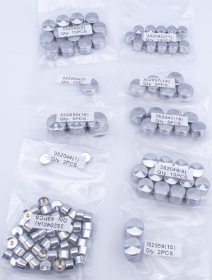 Conjunto de tapas metálicas para tornillos de motor y caja de cambios