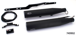 Tubos de escape ajustables MCJ instalados en motocicleta Harley-Davidson Sportster