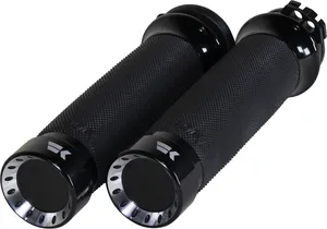Par de puños Turbine negros con textura para manillar de motocicleta