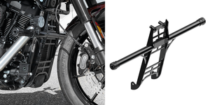 Defensas negras estilo clubman Rick's instaladas en manillar de Harley-Davidson Softail Milwaukee Eight