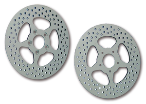 Par de rotores de freno de disco de estrella de 5 puntas con acabado pulido para motocicleta Revolution