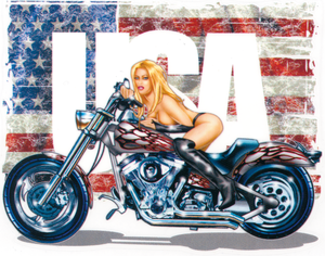 DISEÑOS Y PEGATINAS PARA DEPOSITOS "BIKE TATTOOS" DE LETHAL THREAT - Miss Ride USA 5.5"x4" — B-stock