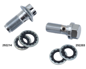 Tornillos de banjo cromados y arandelas para recambio de frenos